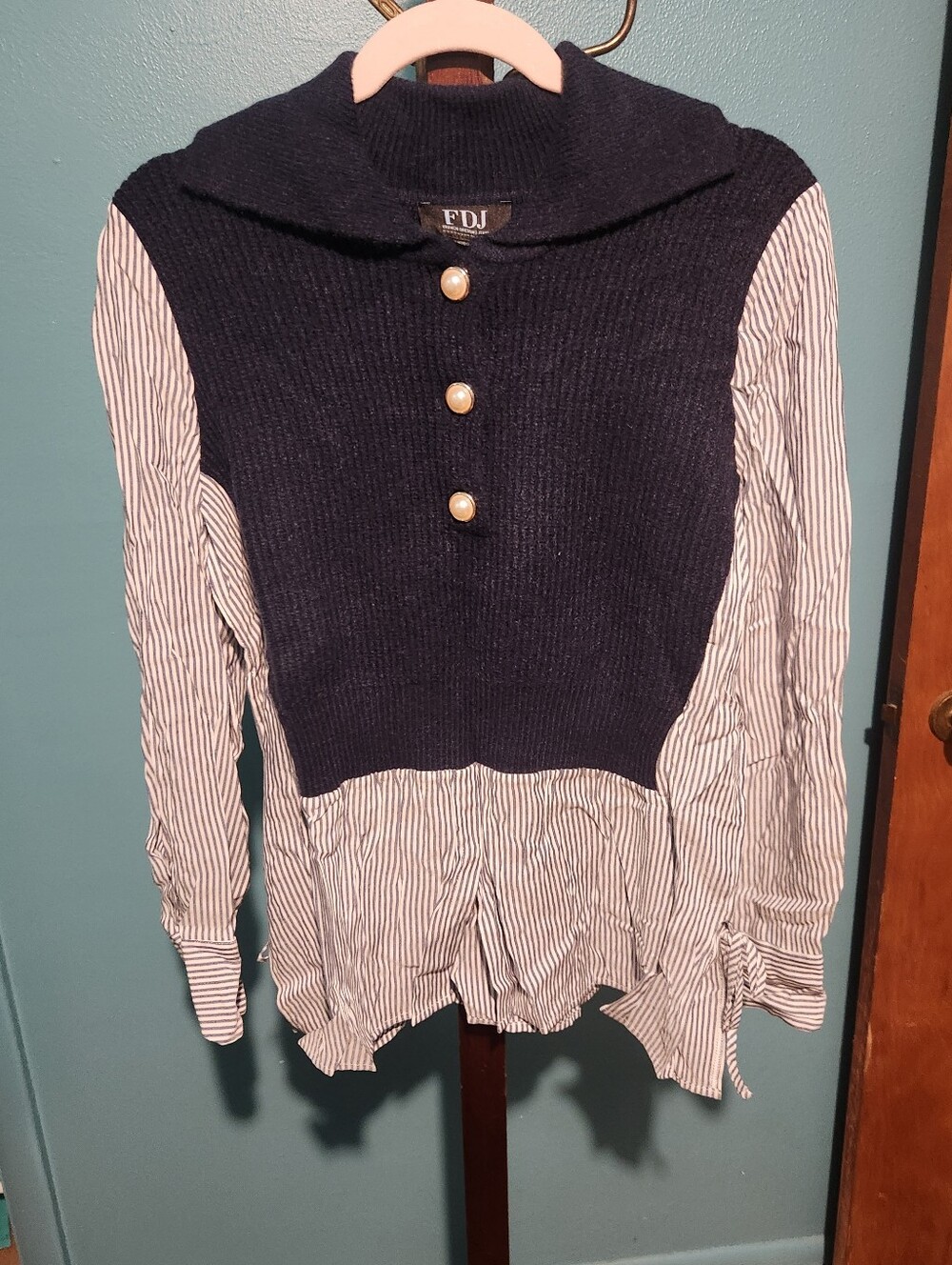 NWT FDJ Mixed Media Top Sz MD